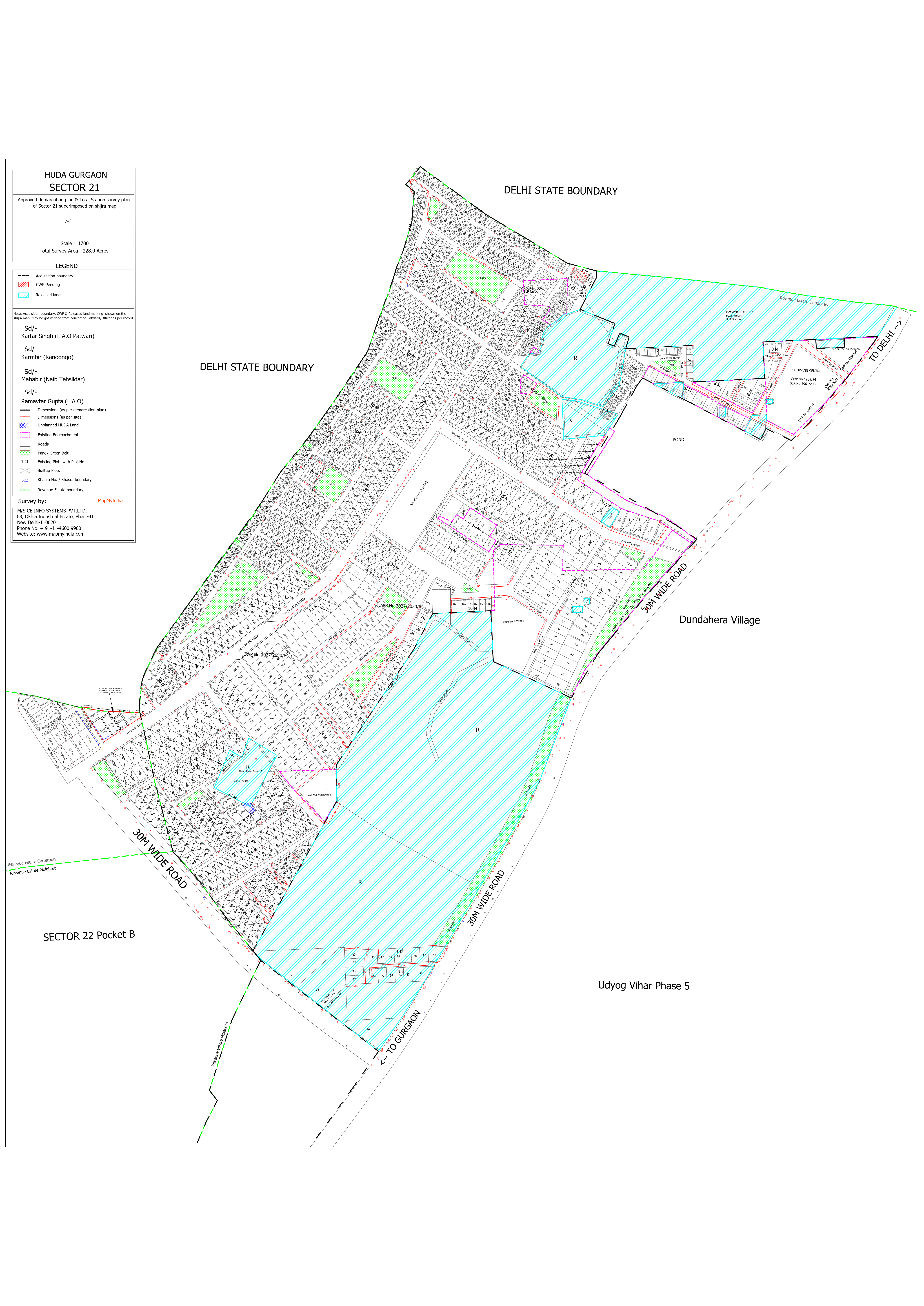 HUDA Sector 21 Gurgaon Plots Map