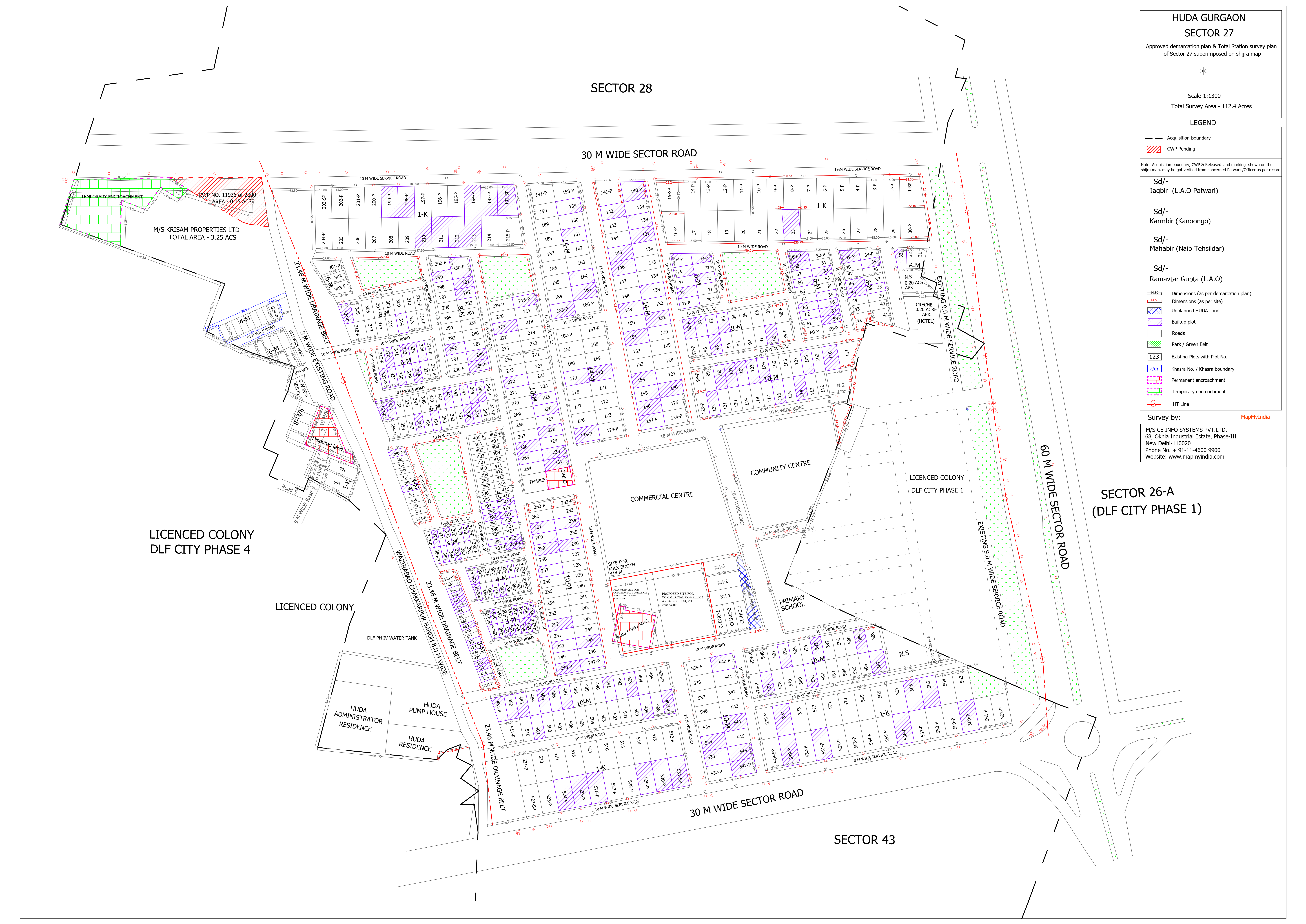 HUDA Sector 27 Gurgaon Plots Map