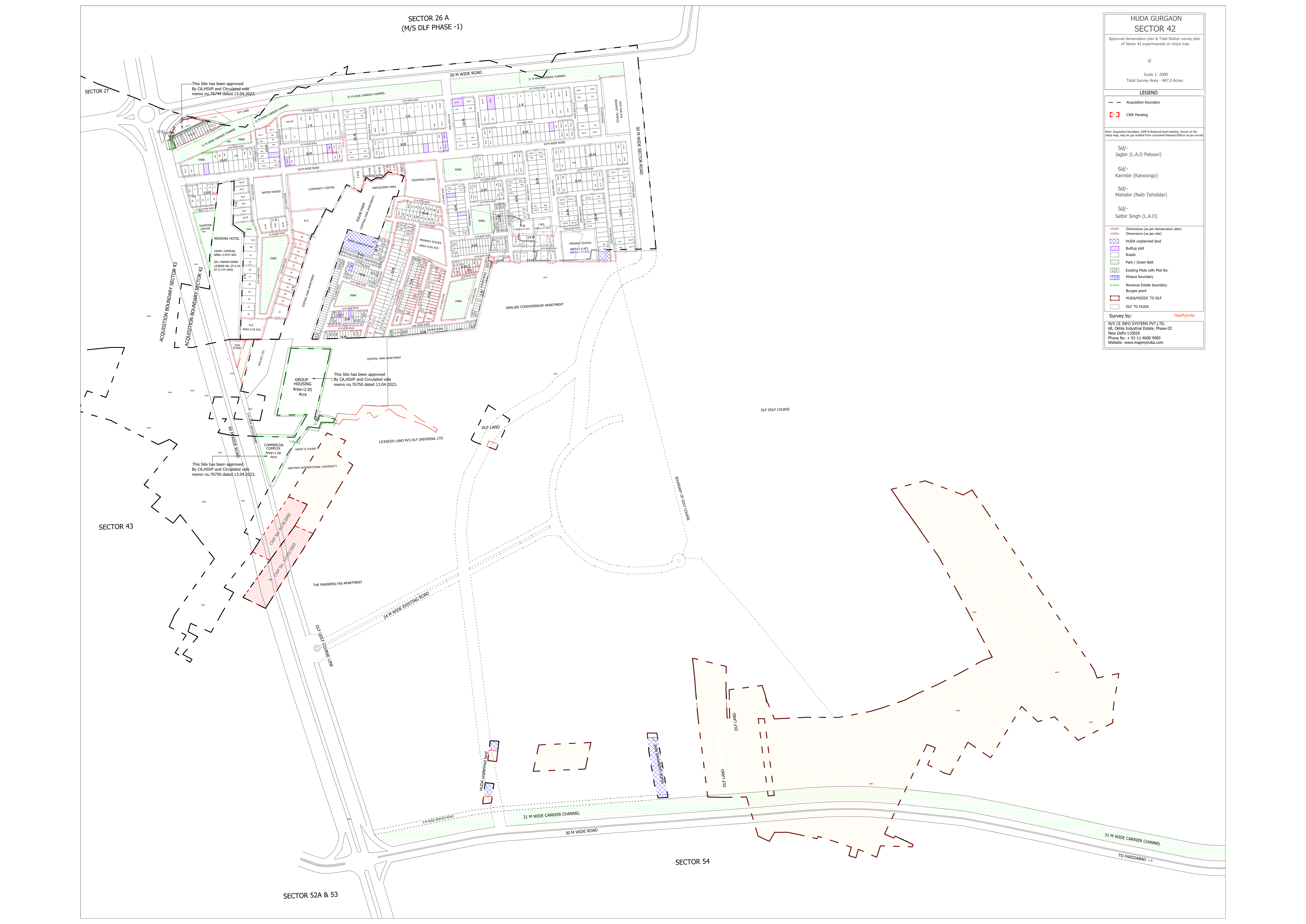 HUDA Sector 42 Gurgaon Plots Map