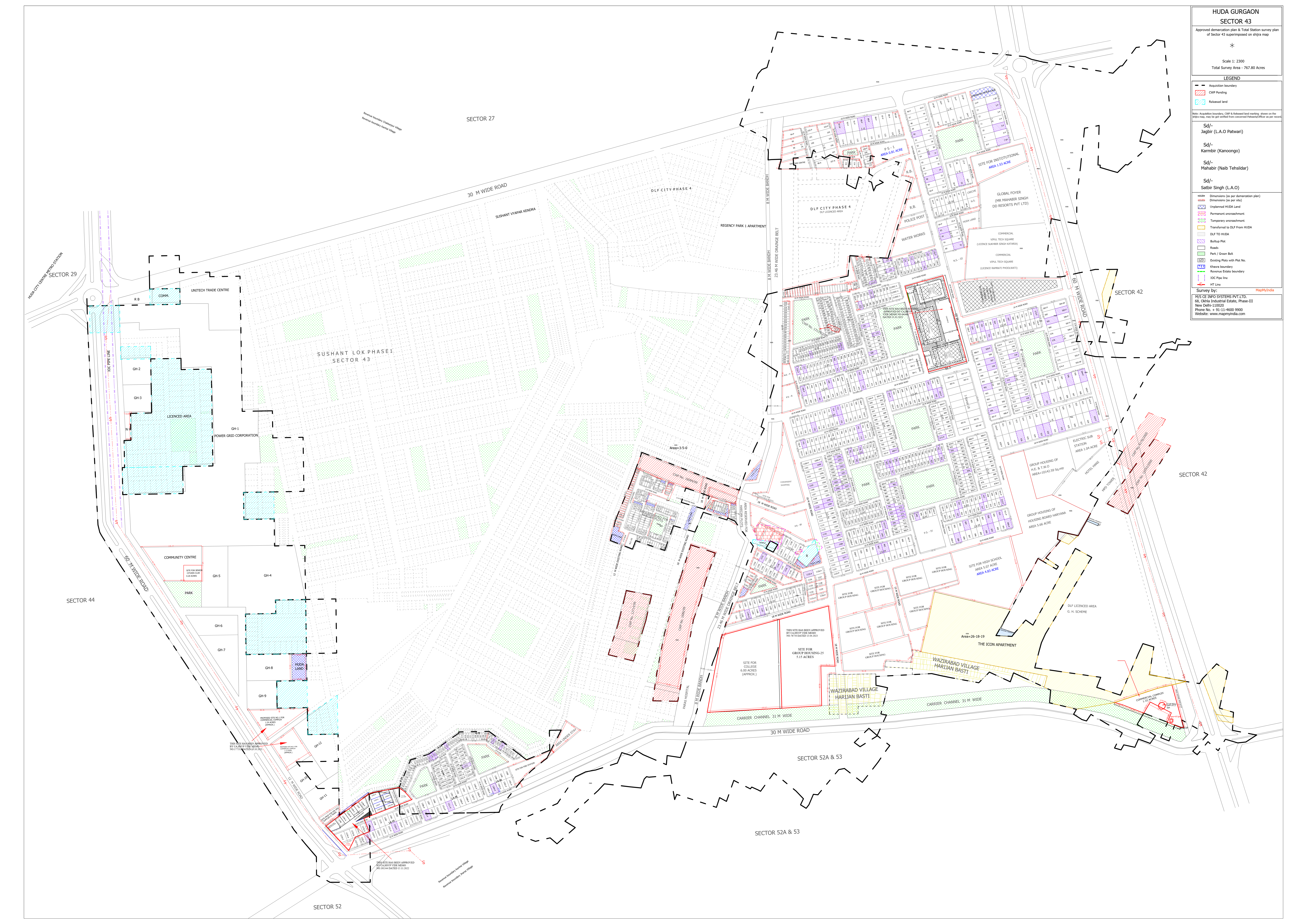 HUDA Sector 43 Gurgaon Plots Map