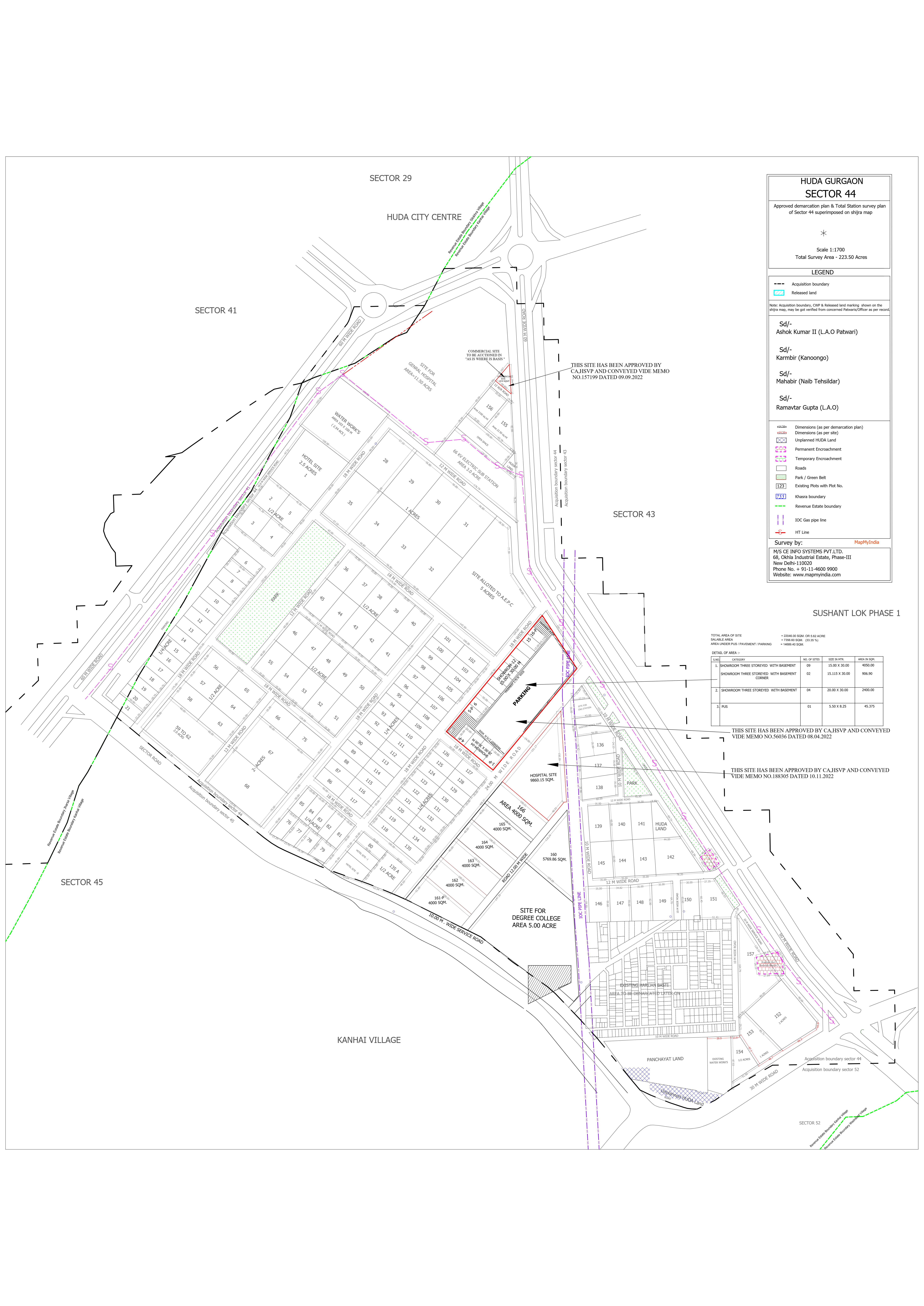 HUDA Sector 44 Gurgaon Plots Map