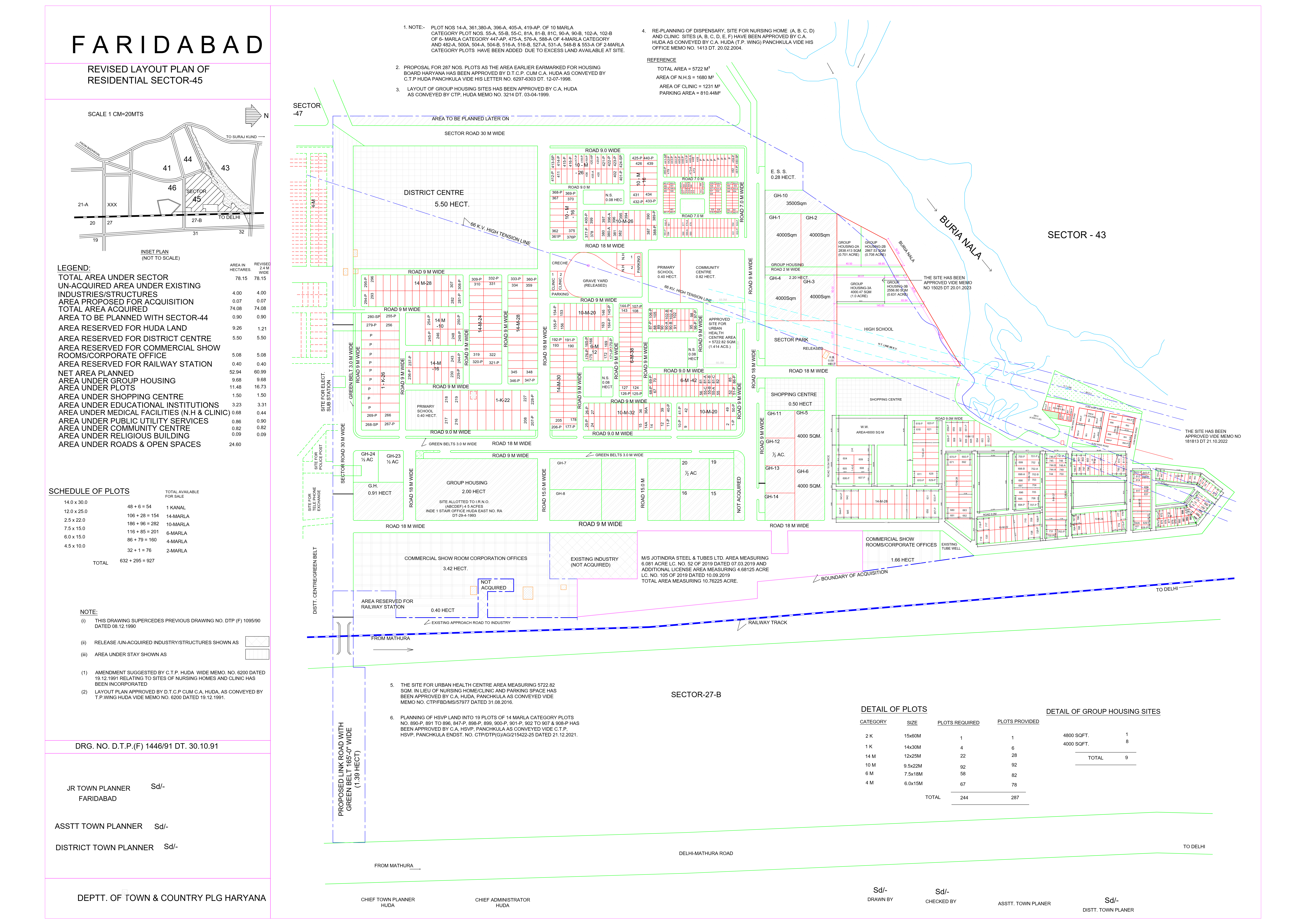 HUDA Sector 45 Faridabad Plots Map