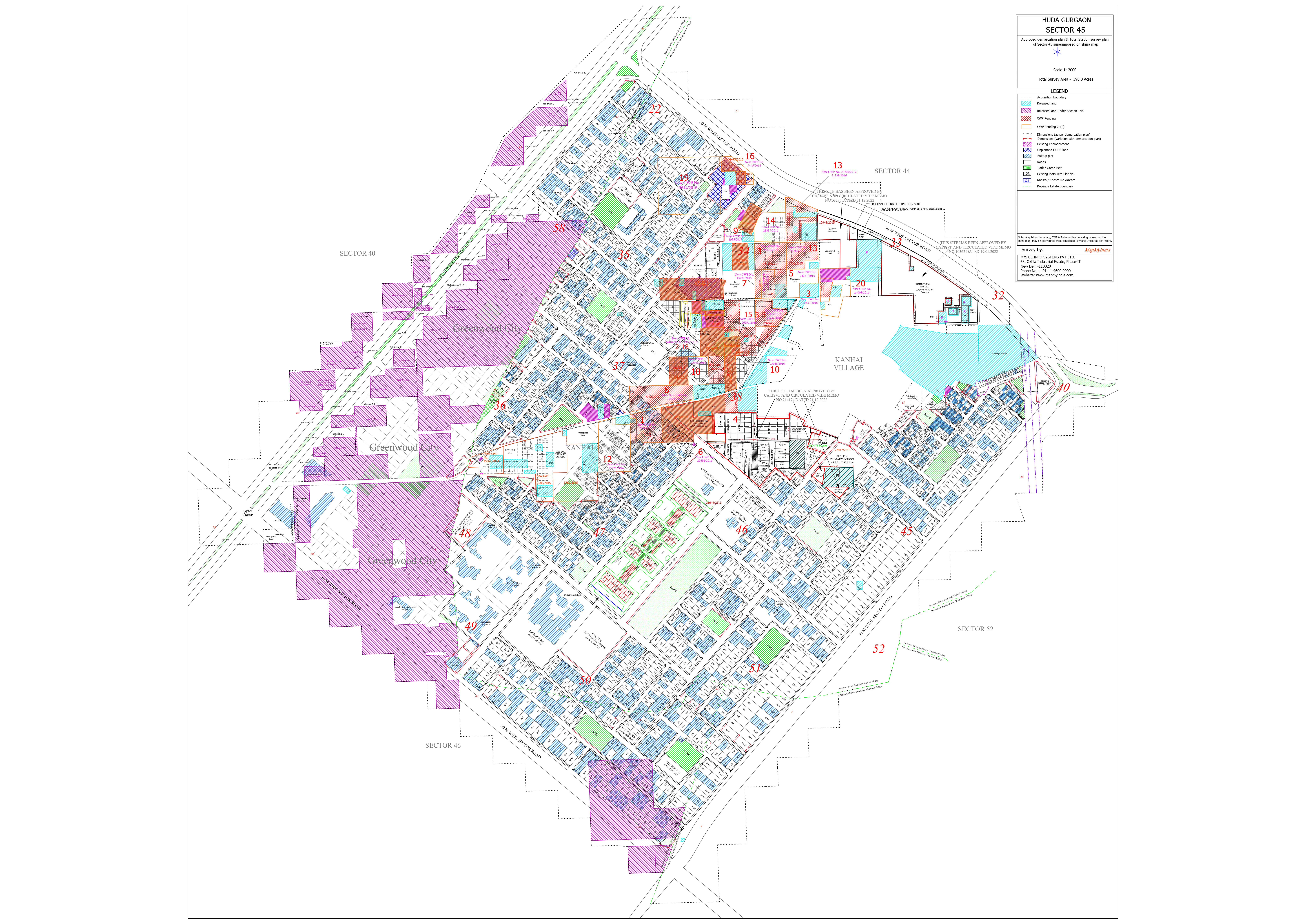 HUDA Sector 45 Gurgaon Plots Map