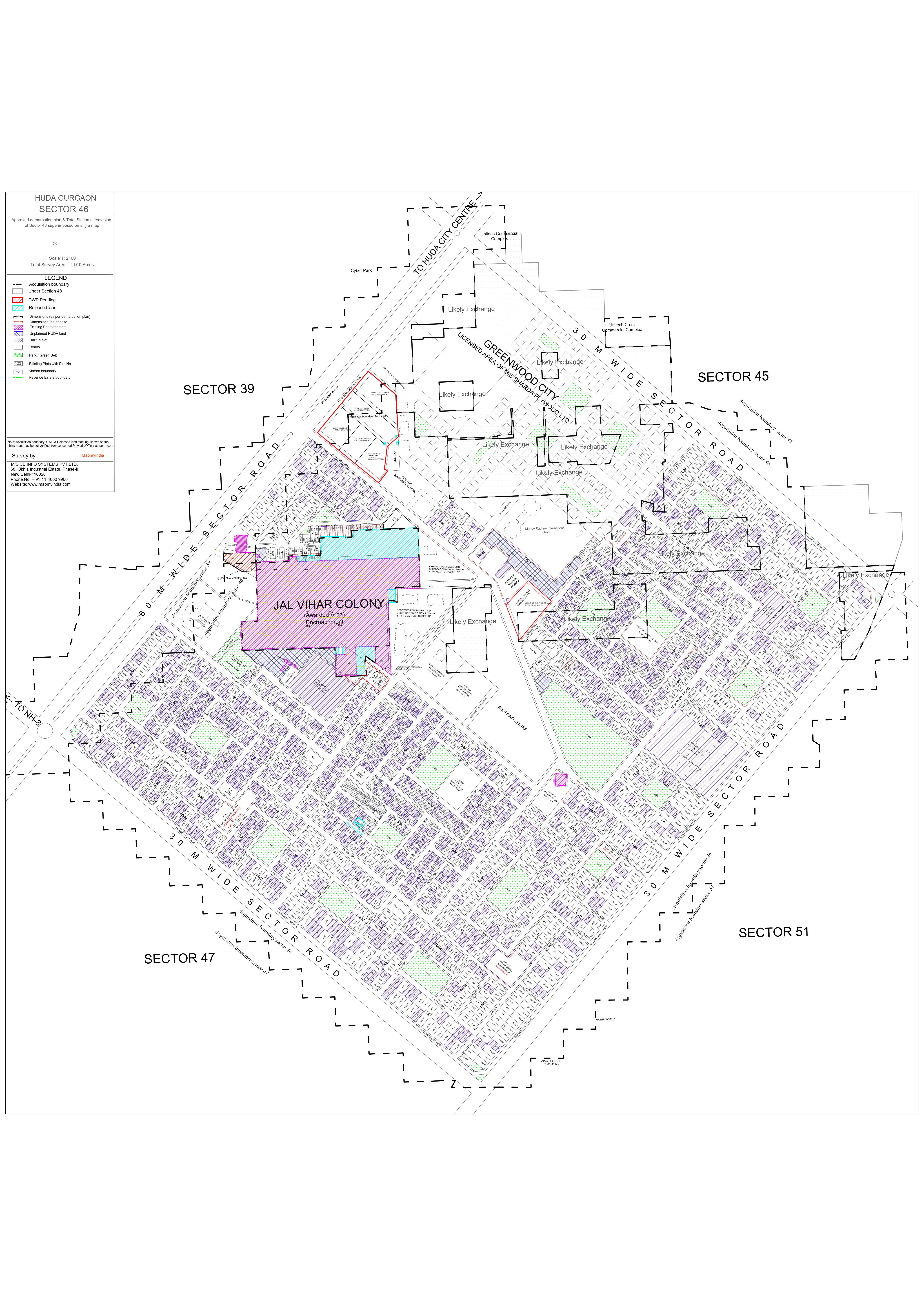 HUDA Sector 46 Gurgaon Plots Map