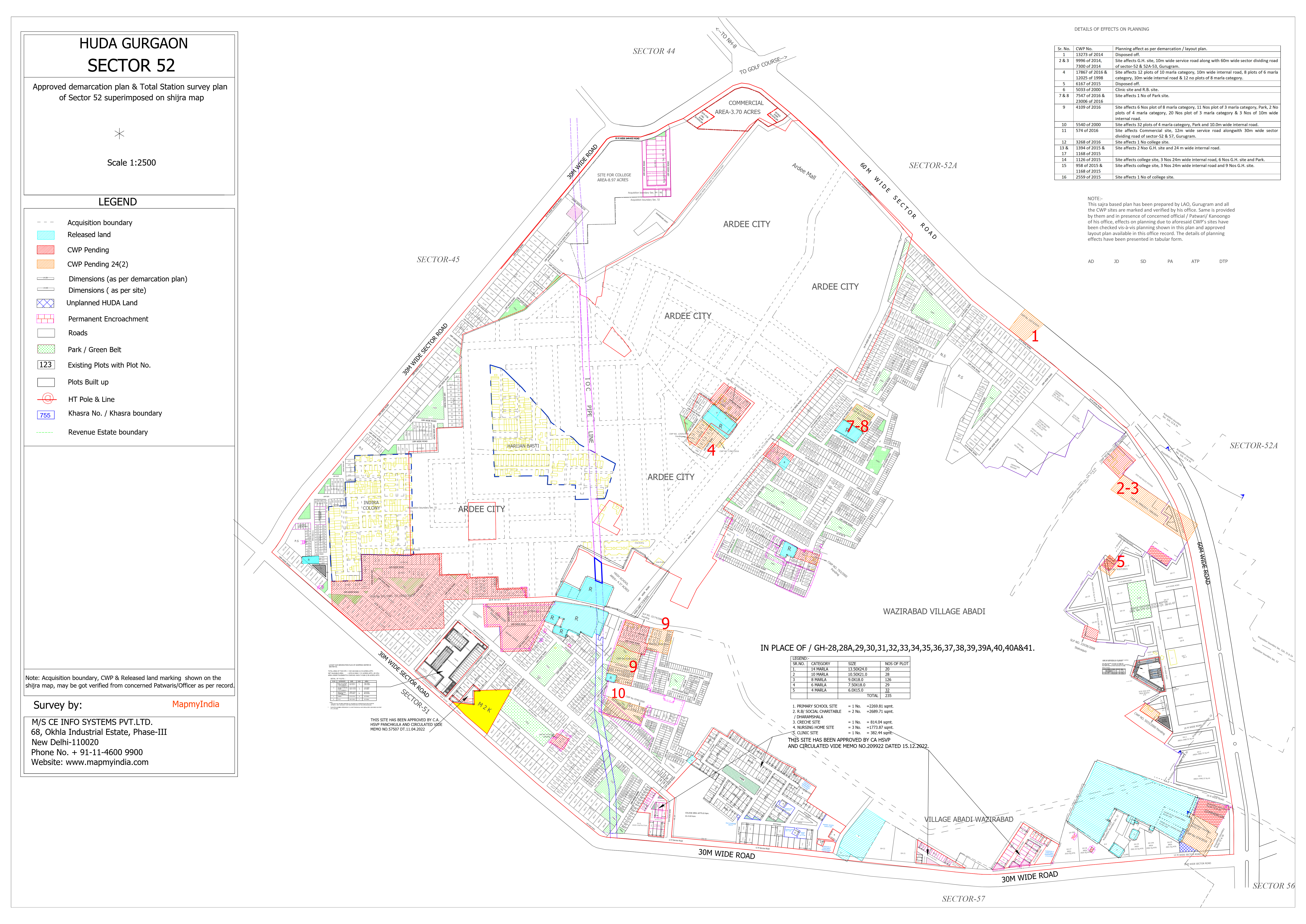 HUDA Sector 52 Gurgaon Plots Map
