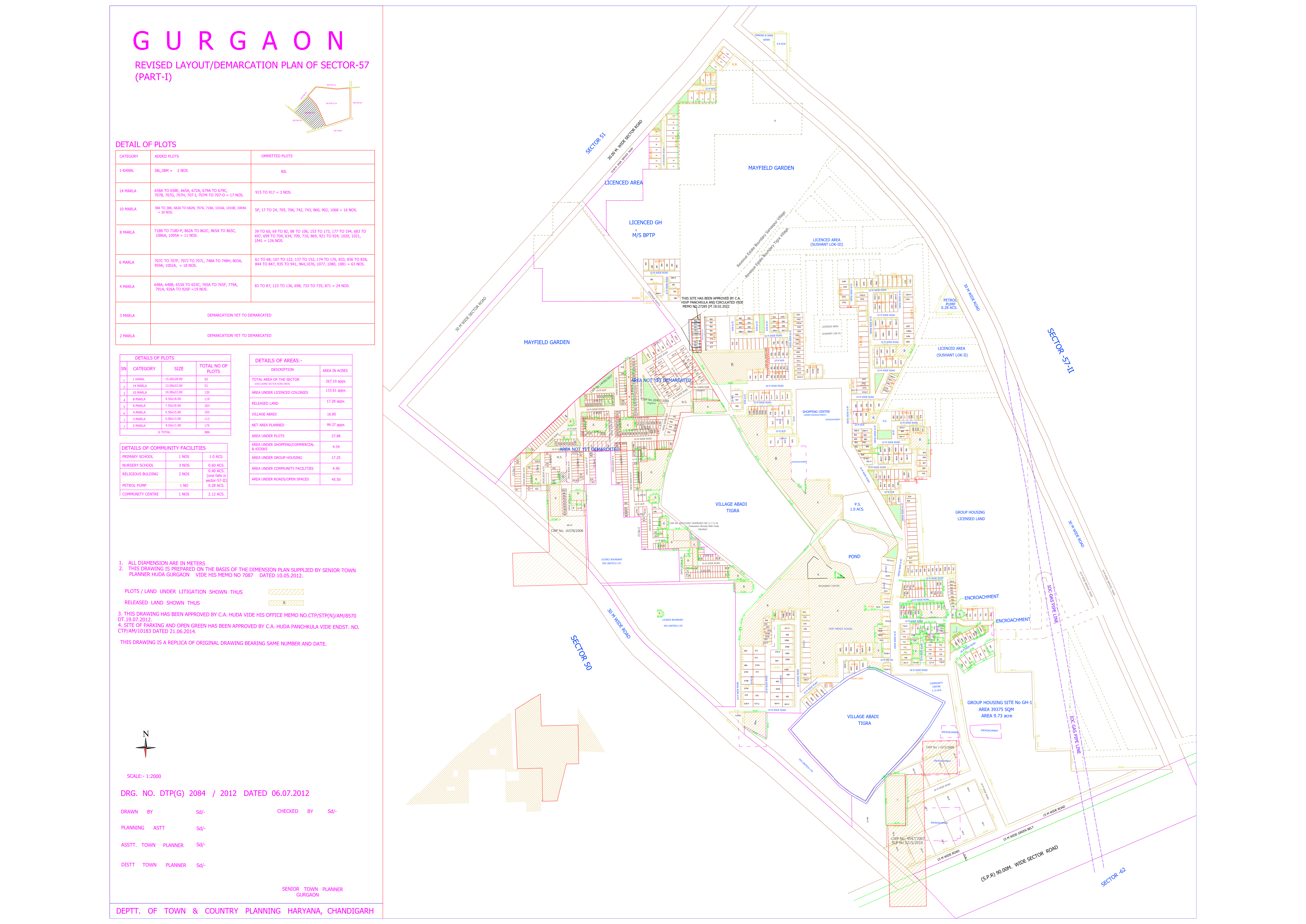 HUDA Sector 57 Part 1 Gurgaon Plots Map
