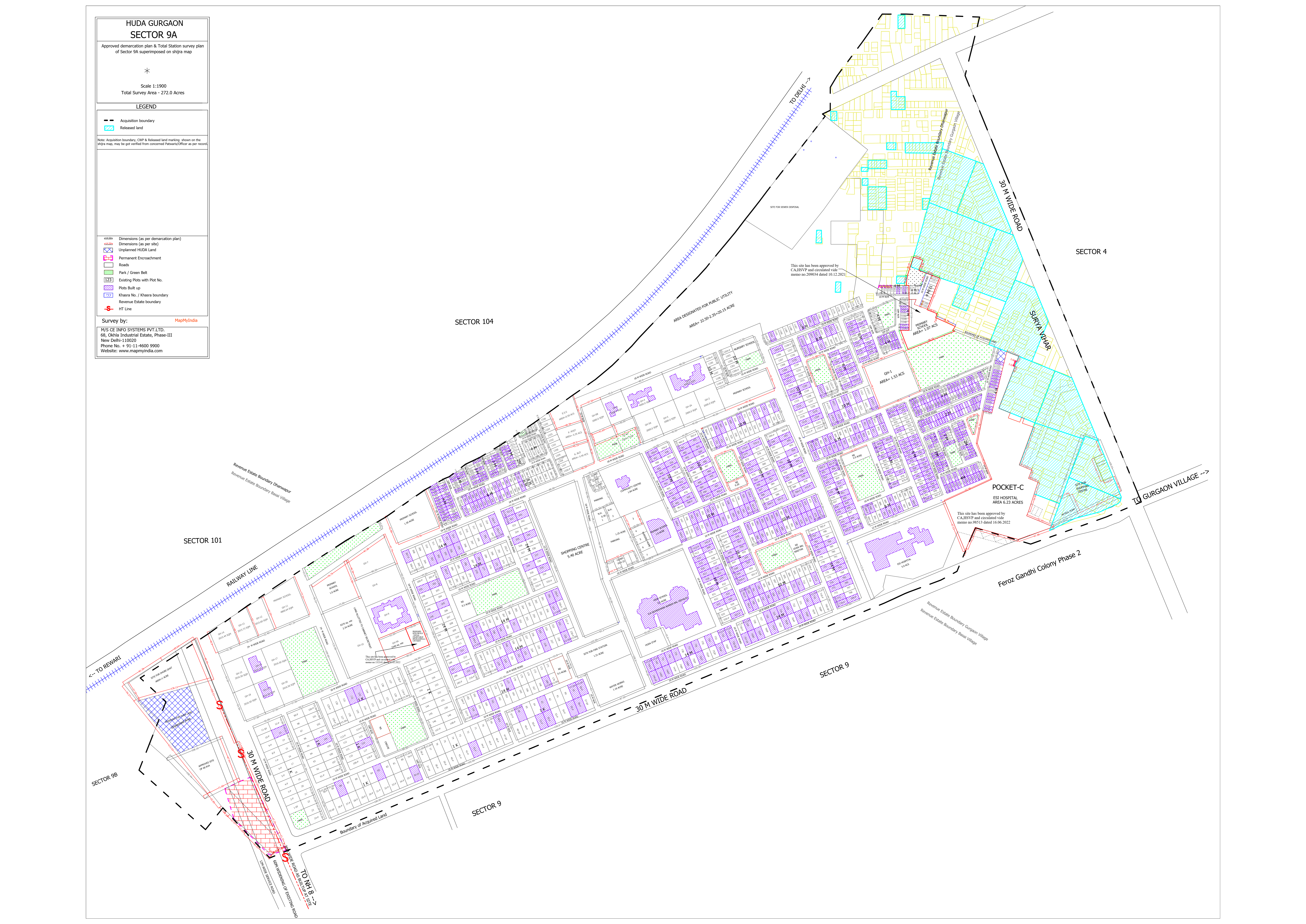 HUDA Sector 9A Gurgaon Plots Map